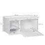 Weißer PawHut Katzenschrank für Katzentoilette mit Maßen, offene Fächer. 2-in-1 Wohnzimmerschrank.