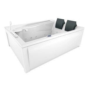 AcquaVapore Whirlpool W12HZ-C (180x135 cm) mit Nackenkissen, Armaturen und Massagedüsen.