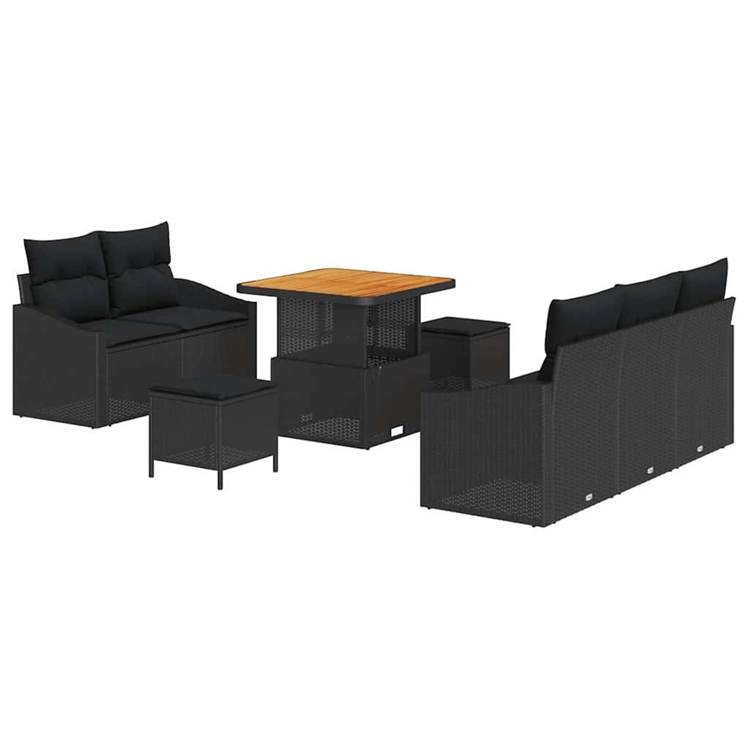 vidaXL Garten-Sofa-Set mit Kissen 8-Tlg Schwarz Poly Rattan 3362594 günstig online kaufen