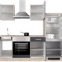 Flex-Well Küchenzeile Lara 220 cm in Anthrazit und San Remo Eiche mit E-Geräten.