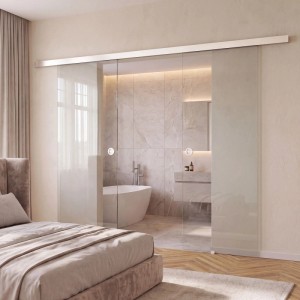 Doorlegro Glasschiebetür 2-flügelig Klar Silber 1.025 mm x 2.050 mm