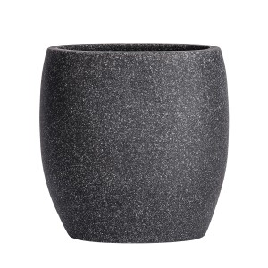 Anthrazitfarbener Wenko Zahnputzbecher Puro aus Polyresin, 9,4x9,4x6,5 cm.