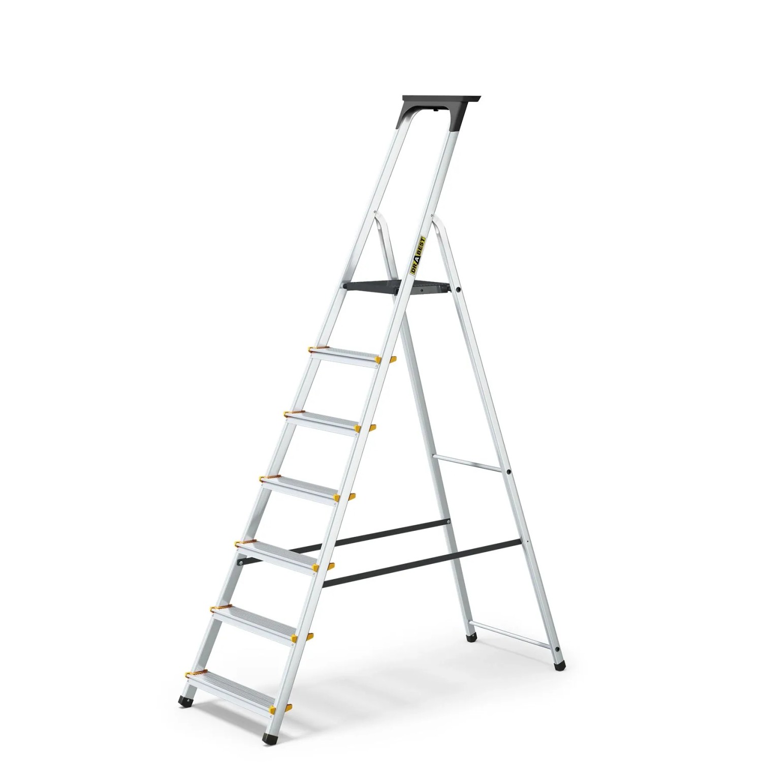 DRABEST Aluminiumleiter PRO, 7 Stufen, mit Ablage, bis 150 KG