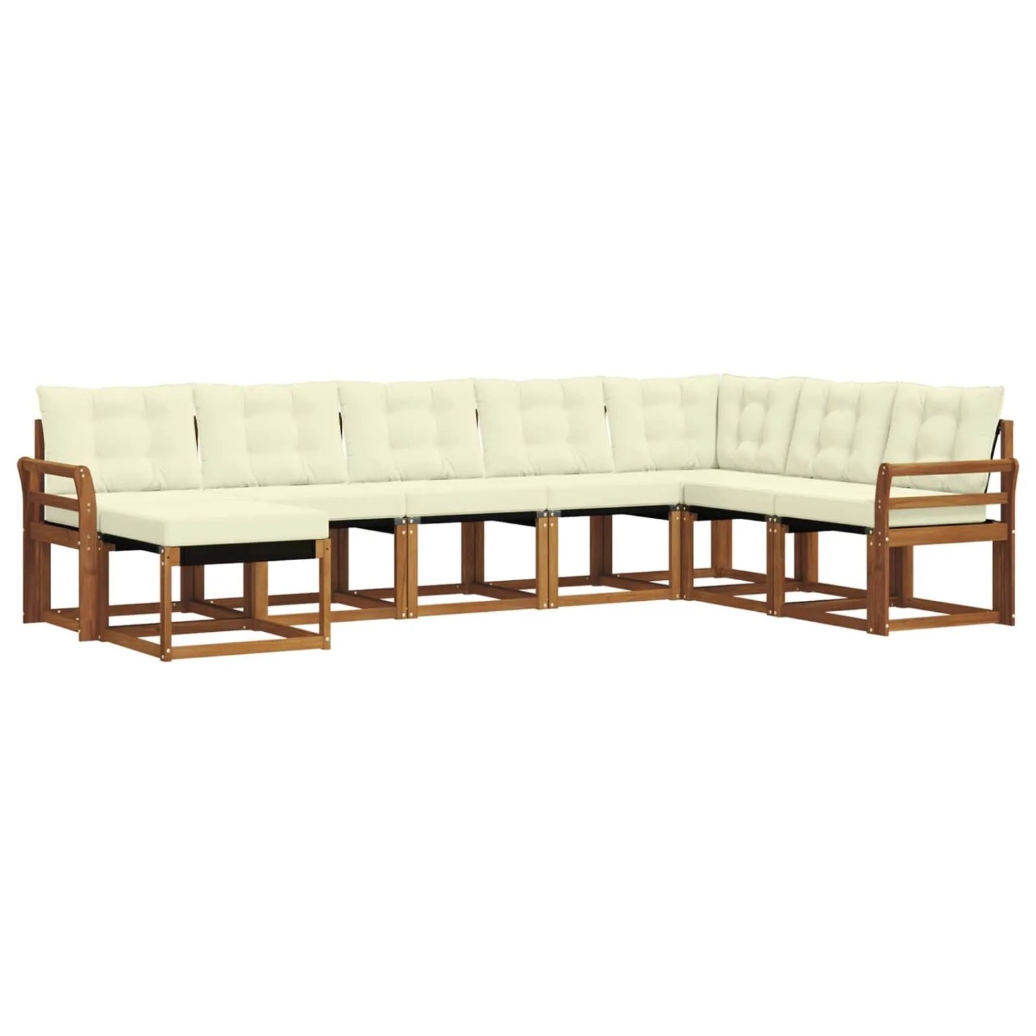 vidaXL Outdoor-Sofagarnitur mit Kissen 8-Tlg Natur und Creme 3368953
