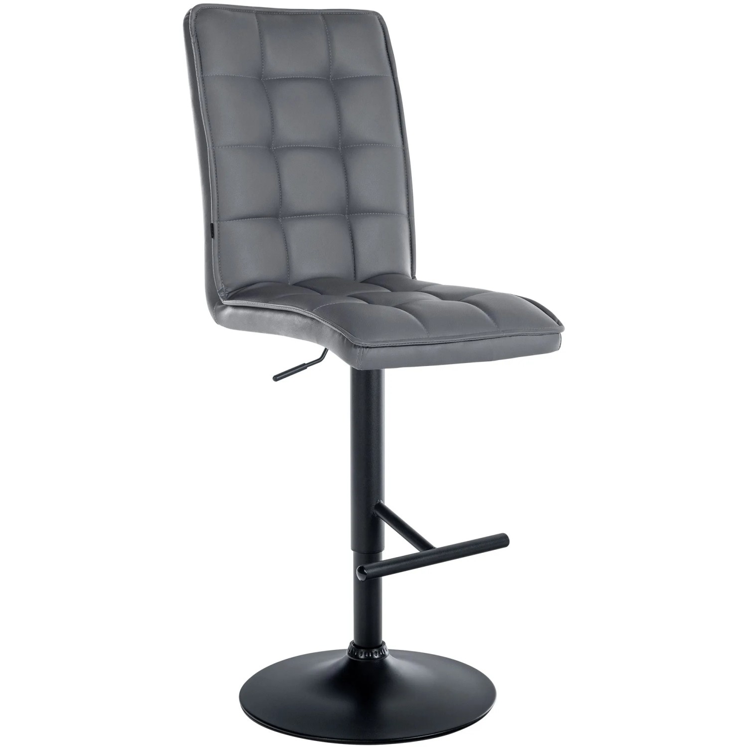 DELUKE Barhocker PIMIR Kunstleder Grau 45x54x112cm Schwarz Barstuhl Höhenverstellbar Mit Lehne Drehbar Tresenhocker Tresenstuhl