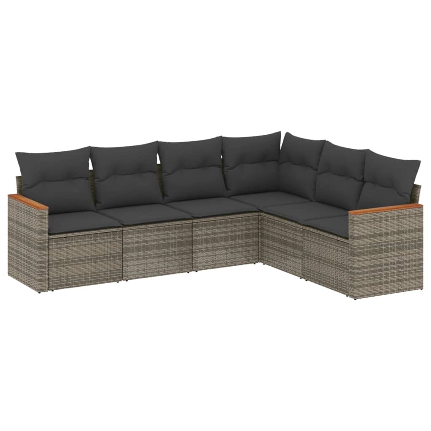 vidaXL 6-Tlg Garten-Sofagarnitur mit Kissen Grau Poly Rattan 3226004 günstig online kaufen