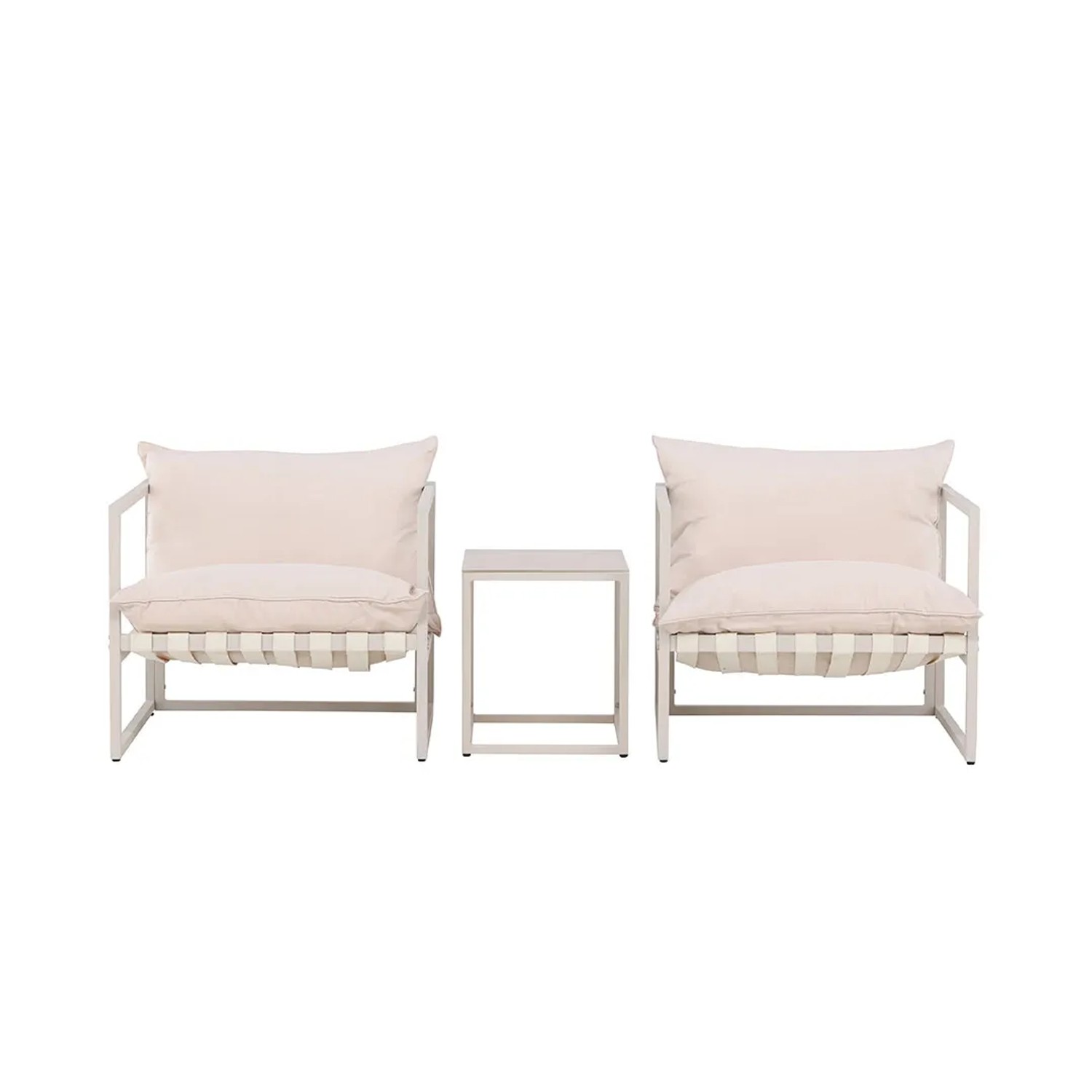 ebuy24 Messina Gartenset 1 Esstisch 4 Stühle Beige Tisch cm H45xB40xT50 Stuhl cm H61xB75xT75