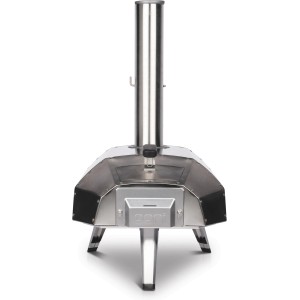 Ooni Karu 12 Multi-Brennstoff Pizzaofen aus Edelstahl, Frontansicht.