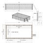 Technische Zeichnung: ALTANKA Holzpool Aqua 7x3,75 m mit Maßen und Details.