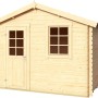 Lasita Holz-Gartenhaus Wels 3 Natur, unbehandelt mit Fenster und Tür.