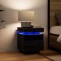 vidaXL Nachttisch in Schwarz Eiche mit LED-Beleuchtung, Schublade und Regal.