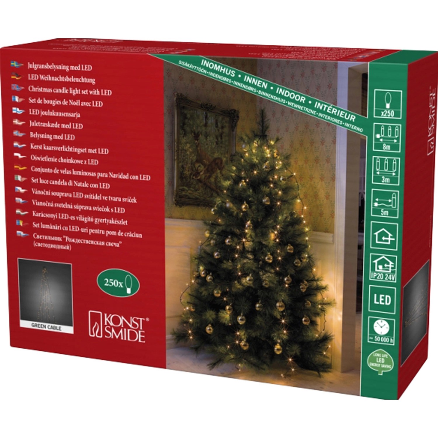 Konstsmide LED Baummantel mit 250 bernsteinfarbenen LEDs für den Innenbereich.