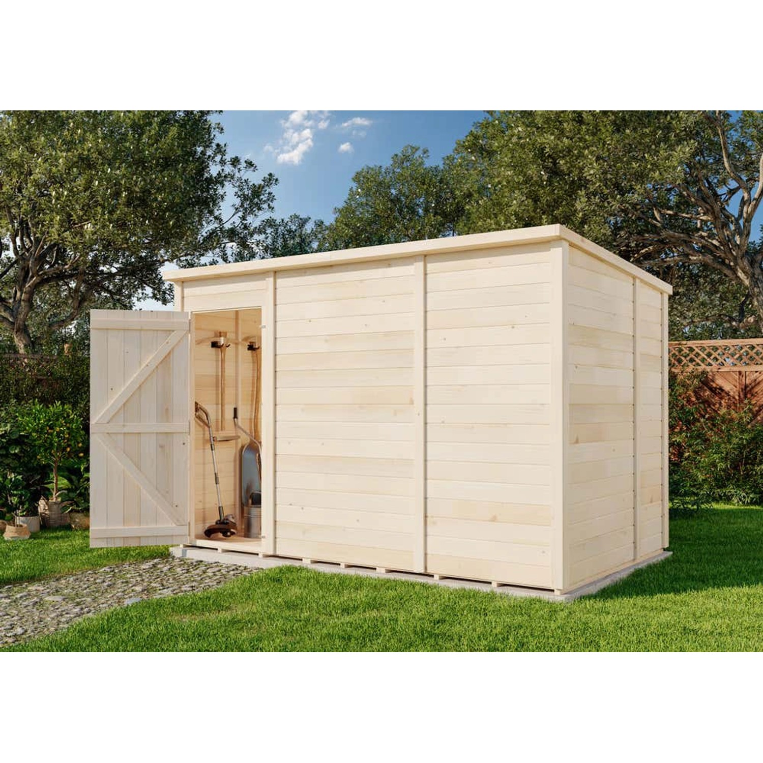 Storehaus Gerätehaus Holz Stefano XL mit Pultdach 306 cm x 186 cm günstig online kaufen