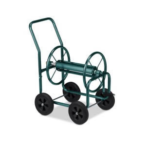 Relaxdays Schlauchwagen Metall Grün Fahrbar 82 cm x 48 cm x 80 cm 10,8 kg