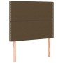Dunkelbraunes vidaXL Boxspringbett mit Stoffbezug, 90x190 cm, inklusive Matratze.
