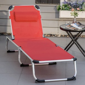 Faltbare, rote Outsunny Sonnenliege mit Kopfkissen, verstellbar bis 120 kg.