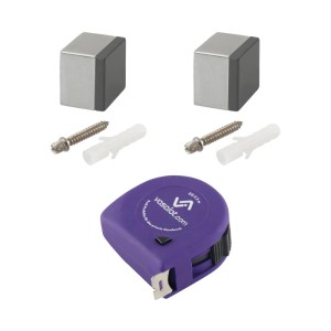 vasalat Türstopper Set: 2 quadratische Edelstahl-Wandstopper mit Dämpfer, Schrauben, Dübel & Rollmeter. Schutz für Tür & Wand.