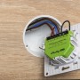 Shelly Unterputz Dimmer Gen3 Grün in Unterputzdose mit Verkabelung für Hausautomation.