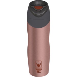 Isolierbecher Thermo Rex 450 ml in Rosegold mit grauem Deckel.