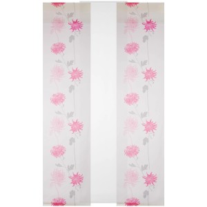 Bestlivings Schiebegardine Elena 3er Set mit floralem Print in Himbeere, Fenstervorhang.
