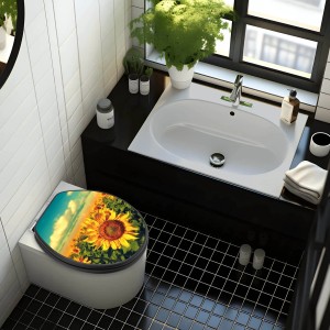 Anthrazit WC-Sitz mit Absenkautomatik und Sonnenblumen Motiv von Banjado.