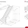 Technische Zeichnung der Intercon Casablanca Raumspartreppe aus Fichte, rechtsgewendelt, 80 cm breit, Maße bis 280 cm Geschosshöhe.