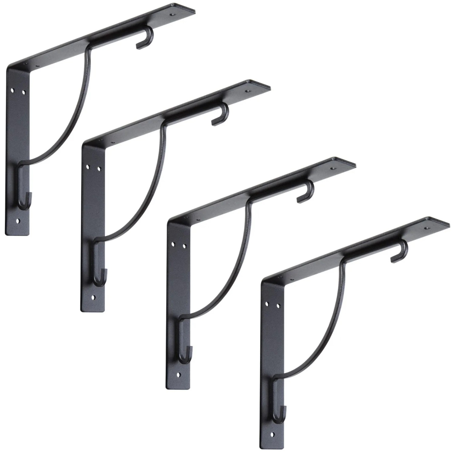 SOTECH 4 x Regalkonsole BLACKLINE III 24 x 18,1 x 3 cm Schwarz Tragkraft Bis 30 kg Pro Paar