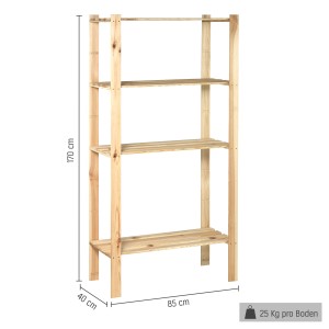 OBI Holz-Schraubregal mit vier Böden aus Nadelholz, 170x85x40 cm, ideal zur Aufbewahrung.