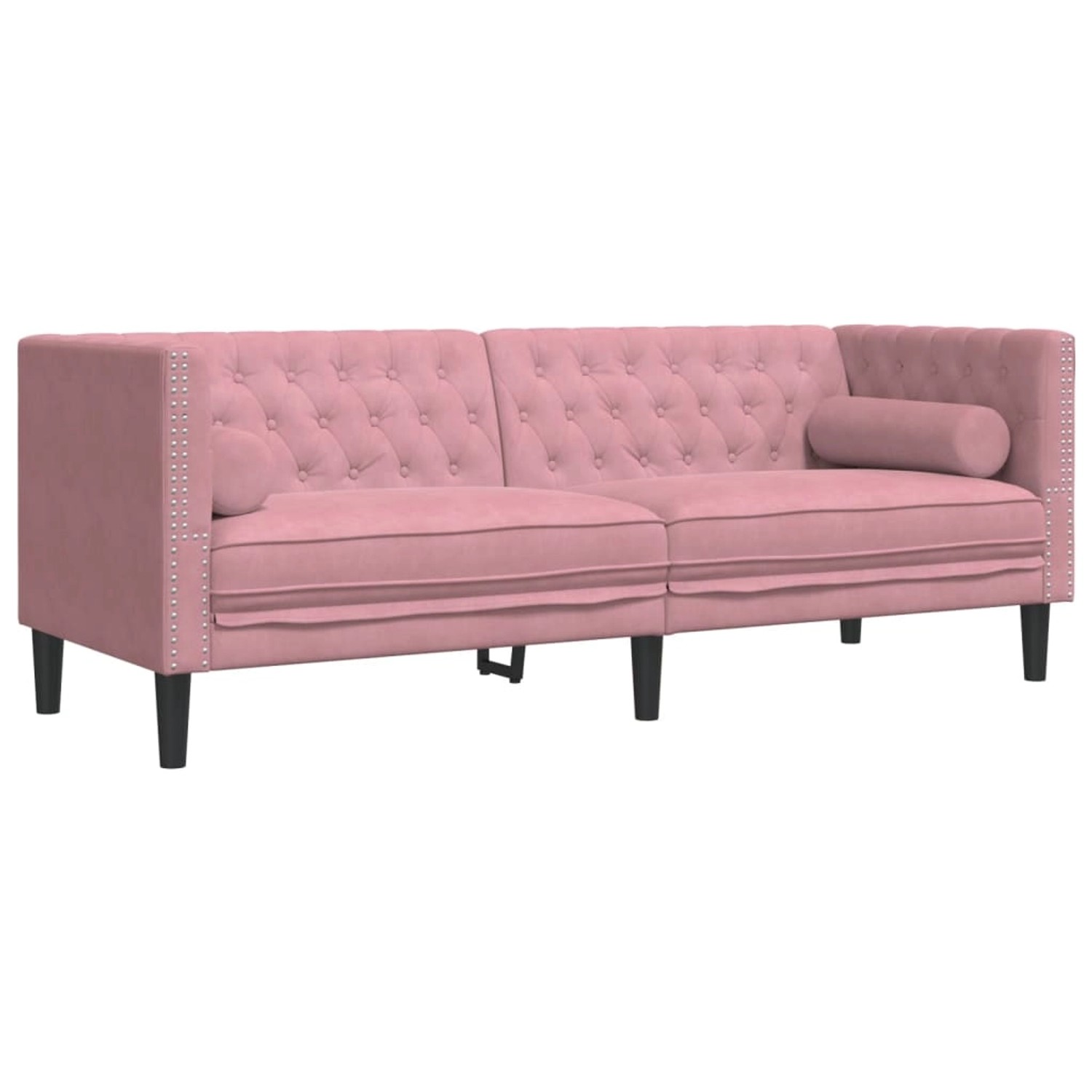 vidaXL Chesterfield-Sofa mit Nackenrollen 3-Sitzer Rosa Samt 2162729 günstig online kaufen