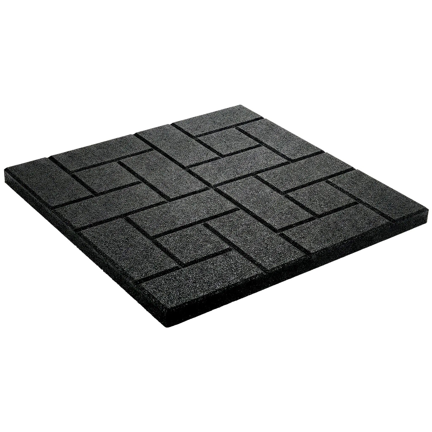 Floordirekt Fallschutzmatte Paving Tile Elastikmatte Fallschutzplatte 50 x 50 x 2,5 cm Schwarz
