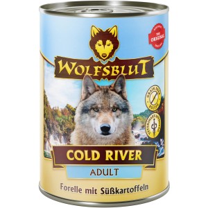 Dose Wolfsblut Cold River Adult Hunde-Nassfutter mit Forelle und Süßkartoffeln.