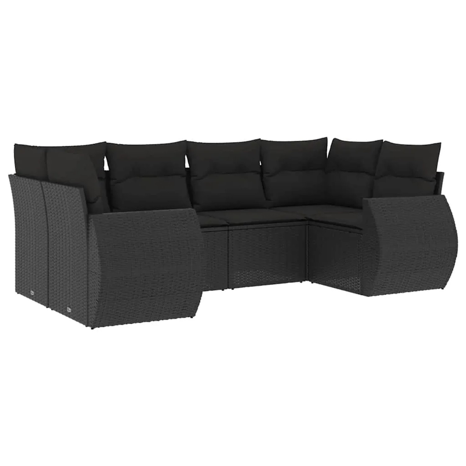 vidaXL 6-Tlg Garten-Sofagarnitur mit Kissen Schwarz Poly Rattan 3254112