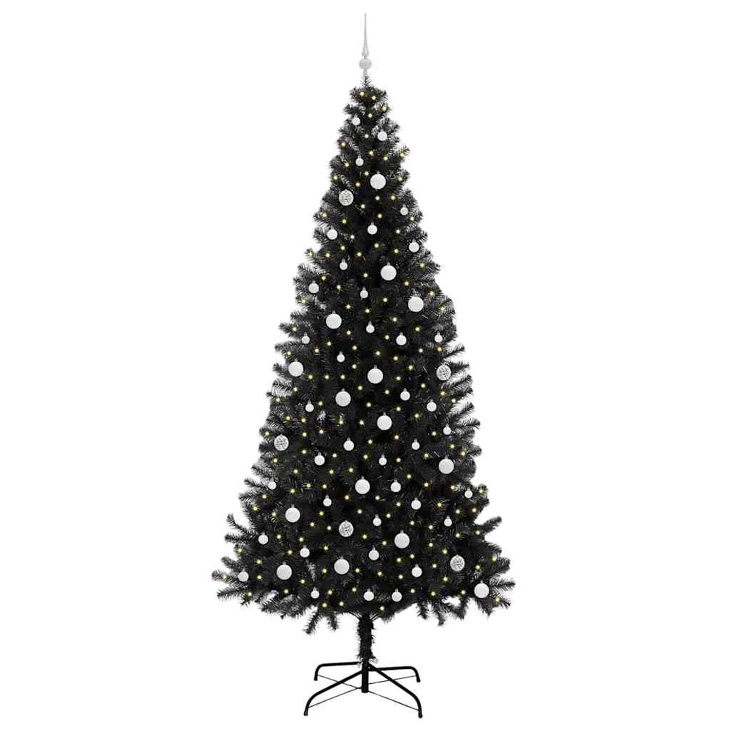 vidaXL Weihnachtsbaum mit 300 LEDs mit Ständer Schwarz 240 cm PVC 3396499
