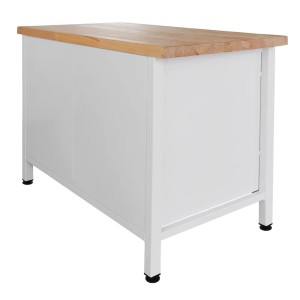 PROREGAL Werkbank Rhino, lichtgrau/lichtblau, mit Holzplatte und 8 Schubladen.