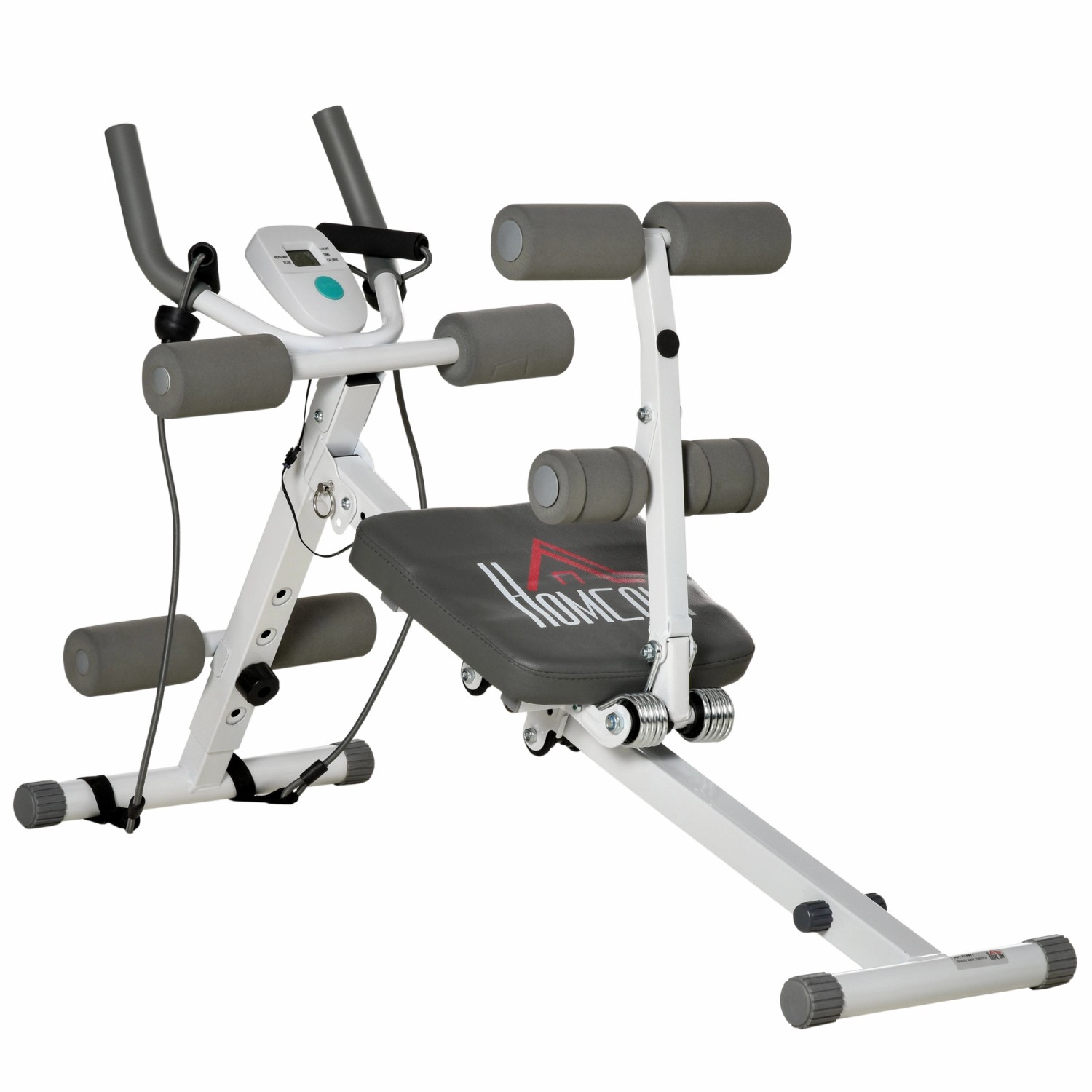 Thumbnail - HOMCOM Bauchtrainer Stahl Kunstleder Weiß 117L x 46B x 70H cm