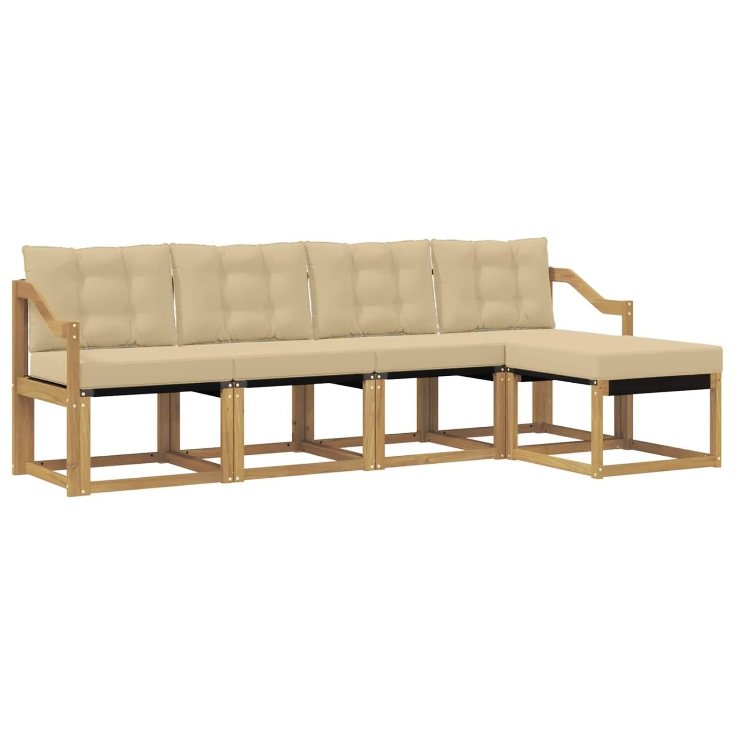 vidaXL Outdoor-Sofagarnitur mit Kissen 5-Tlg Weiß und Beige 3389391