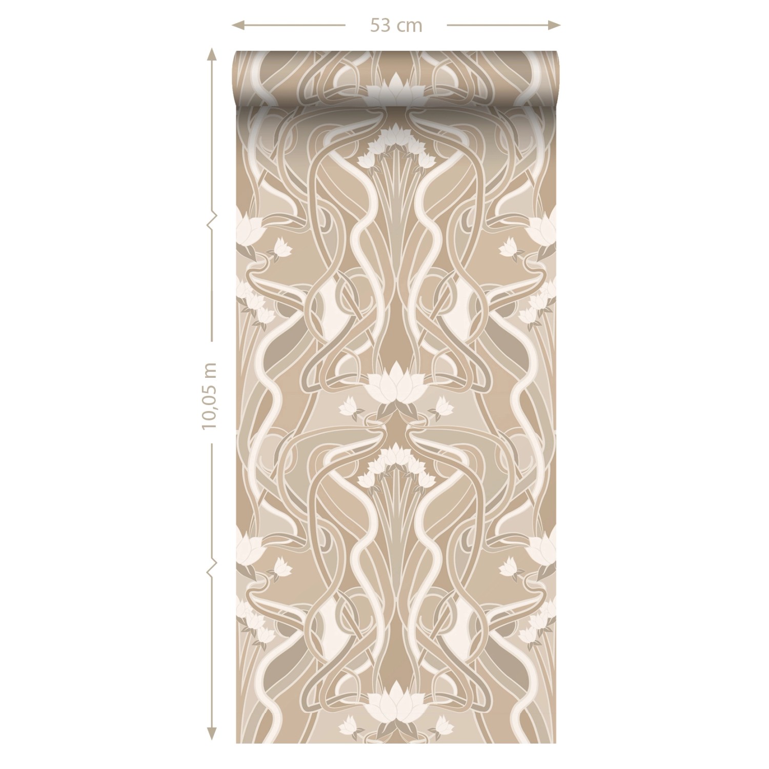 ESTAhome Tapete Blumenmuster Im Jugendstil Sandbeige 50 x 900 cm 139896 günstig online kaufen