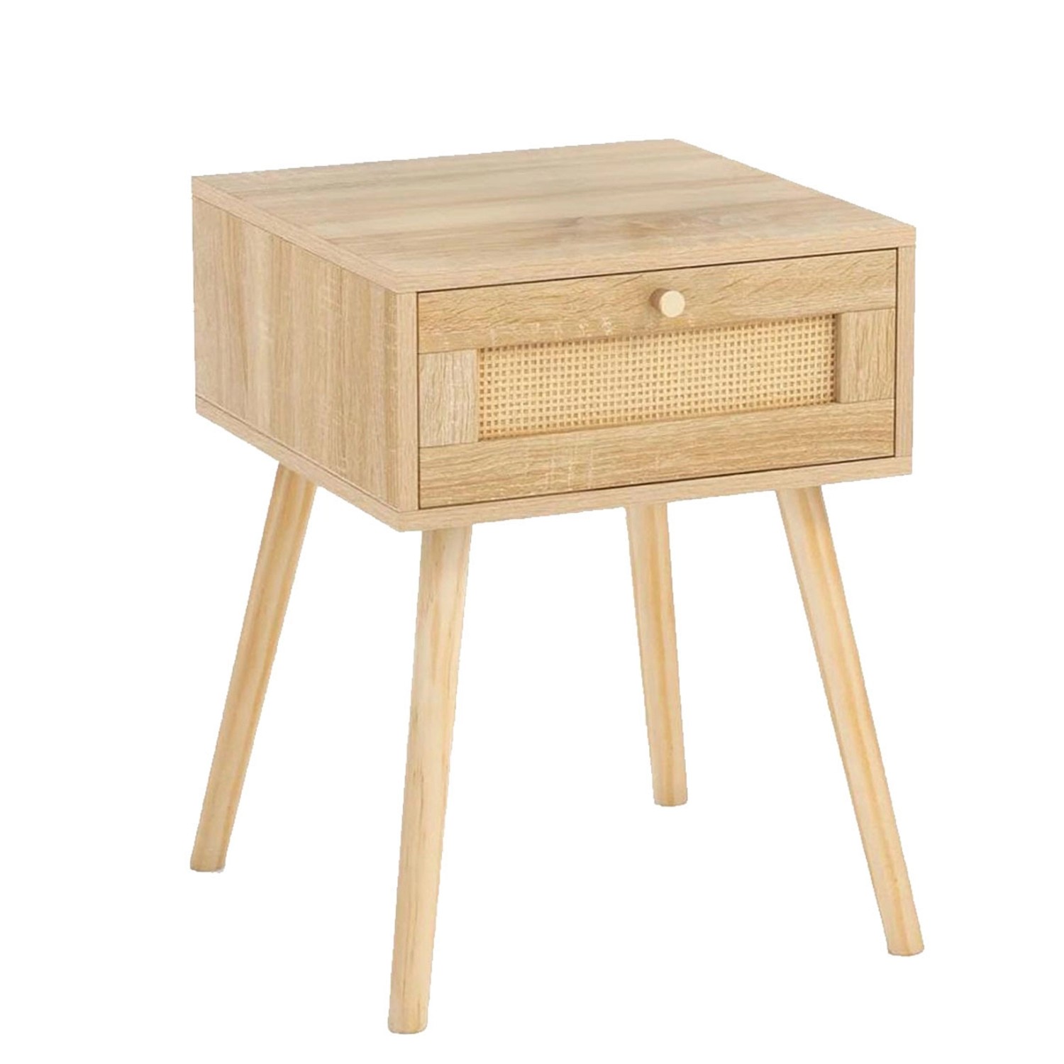 Costway Nachttisch Rattan Beistelltisch mit Schublade 40x40x55cm