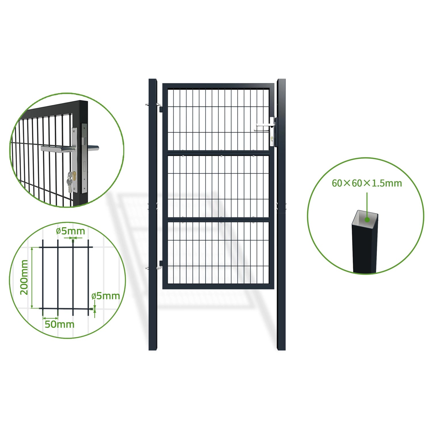 Casanoov Zauntor Metall 1M Razo H 160Cm Grau günstig online kaufen