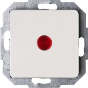 Kopp Kontrollschalter Milano, weiß, mit roter Glimmlampe für Schalterprogramme.