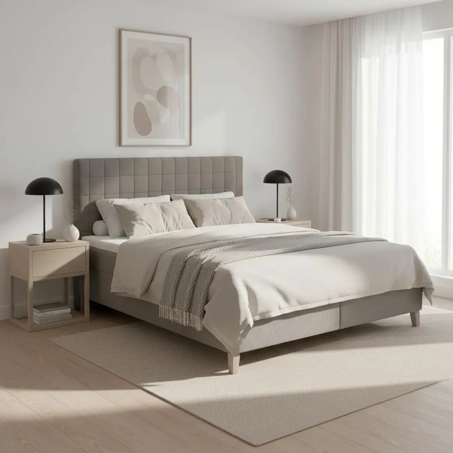 Bessagi Home Boxspringbett Olivia Grau ca. 180x200 cm mit Topper