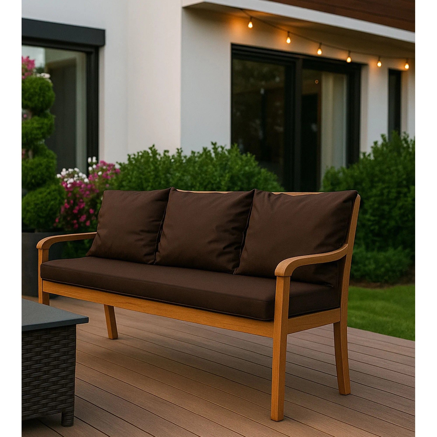 Setgarden Mix Bench Kissen Outdoor Kissen Bankauflage 100x60+2x50x56cm Kissen Für 2-Sitzer Bänke 1tlg 1tlg Braun_6