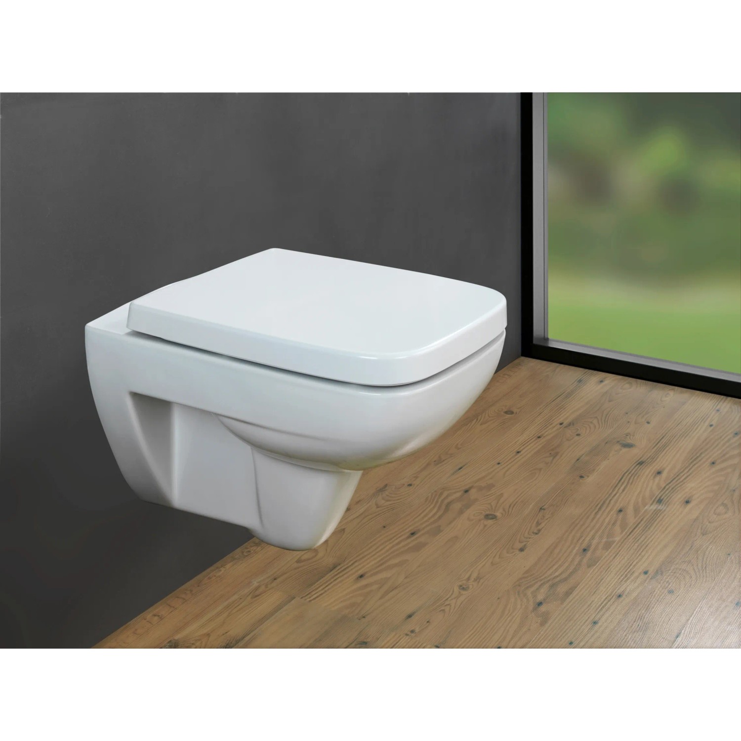Wenko WC-Sitz Exclusive für Geberit Renova Plan, weißer Duroplast mit Absenkautomatik.
