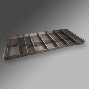 SOTECH Cuisio Besteckeinsatz 1200 mm Höhe 55 mm Transluzent Graphitgrau mit Messerblock