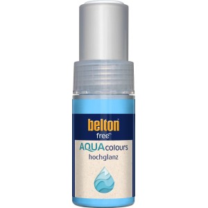 Belton Free AQUAcolours Lackstift Reinweiß hochglänzend, 9 ml. Blaue Flasche mit Pinselapplikator für Buntlack.