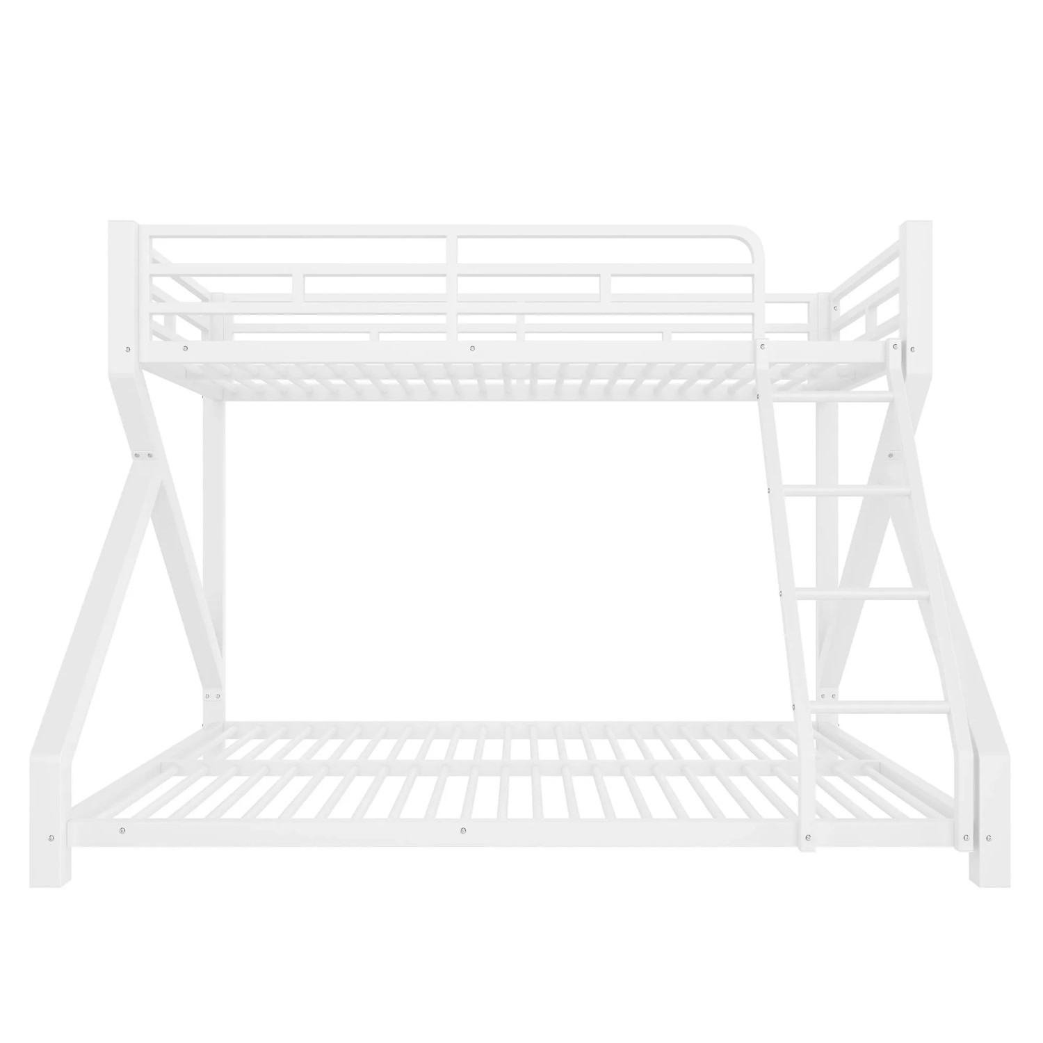 okwish Metall Etagenbett 140x200cm mit LED und Sicherheitsgeländer Weiß ohne Matratze