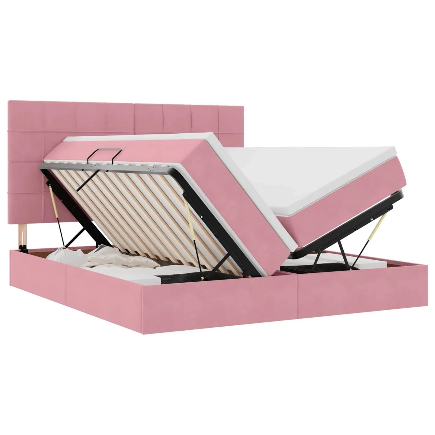 vidaXL Aufbewahrungsbett mit Matratze Rosa 180 x 200 cm Samt 3372250