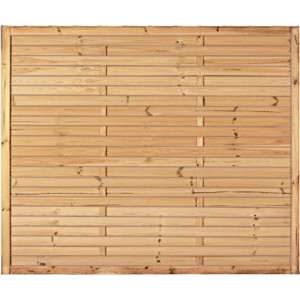 T & J Lamellenzaun, grün, 180x150 cm. Sichtschutzzaun aus Holz mit horizontalen Lamellen.