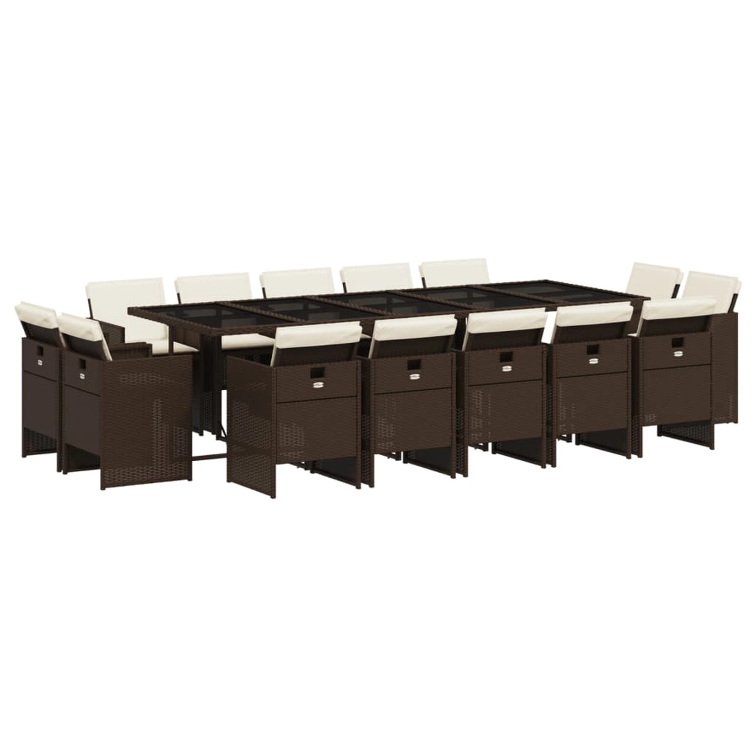 vidaXL 15-Tlg Garten-Essgruppe mit Kissen Braun Poly Rattan 3210693 günstig online kaufen
