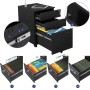 Schwarzer Songmics Rollcontainer (52x39x60cm) mit 3 Schubladen für A4, Letter & Legal Format.